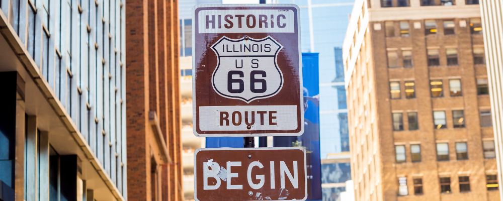 Début route 66 dans l'Illinois